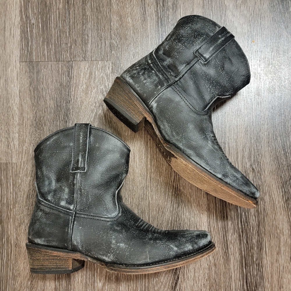 Roper grey dusty destressed low shaft cowboy booties